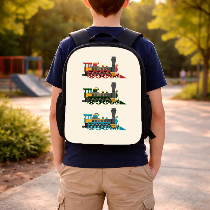 Classic Train Kids School Backpack - Vintage Locomotive Bag Custom Backpack Classic Train Kids School Backpack - Vintage Locomotive Bag Custom Backpack