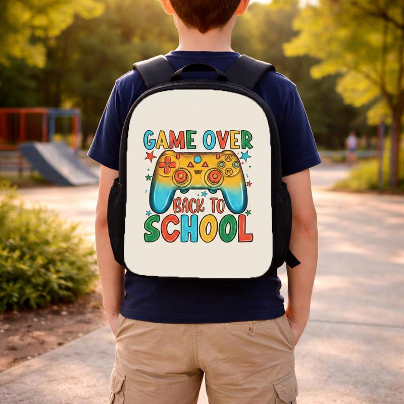 Colorful Game Over Backpack - Back To School Gamer Kids Custom Backpack