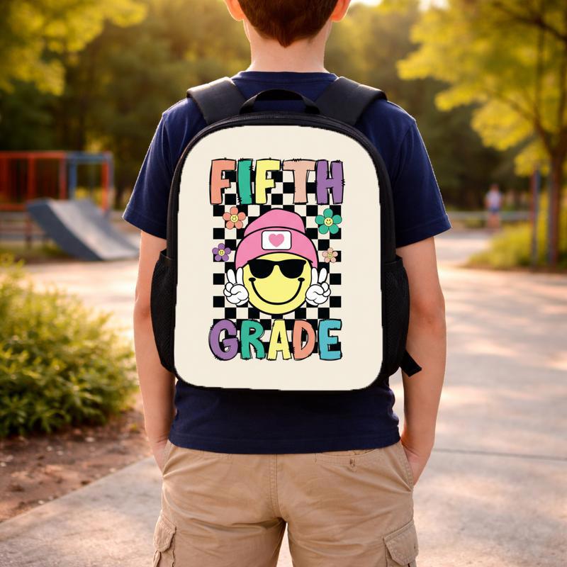 Cool Fifth Grade Smiley Backpack – Back To School Kids Custom Backpack Cool Fifth Grade Smiley Backpack – Back To School Kids Custom Backpack