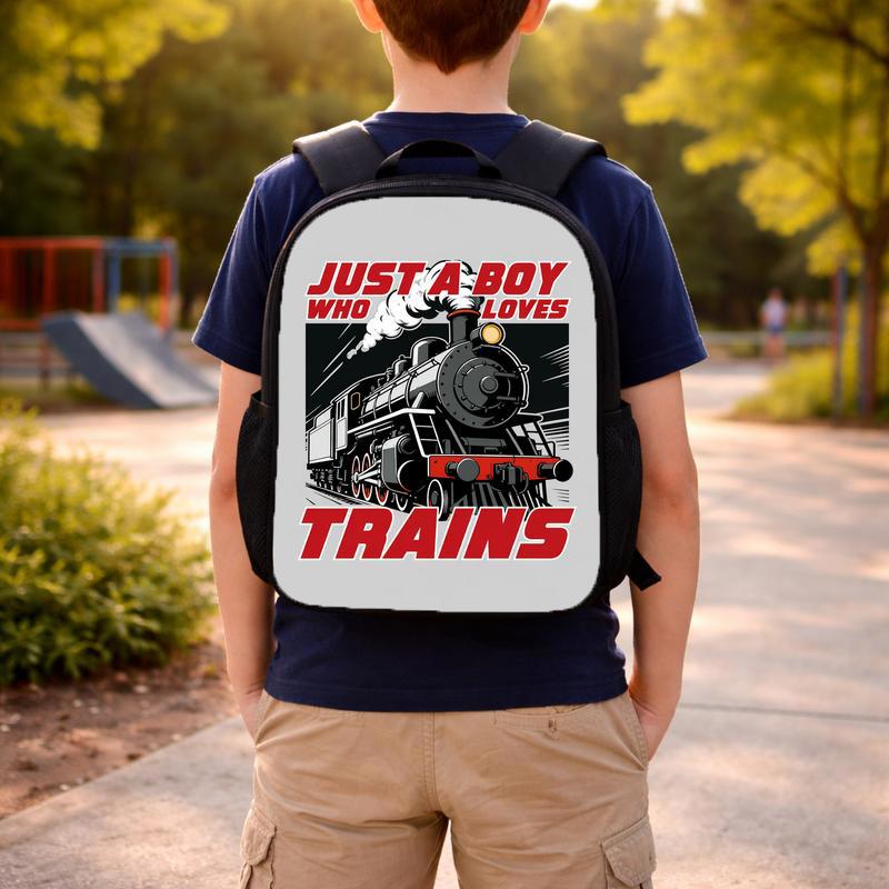 Cool Train Backpack For Kids - Just A Boy Who Loves Trains Custom Backpack