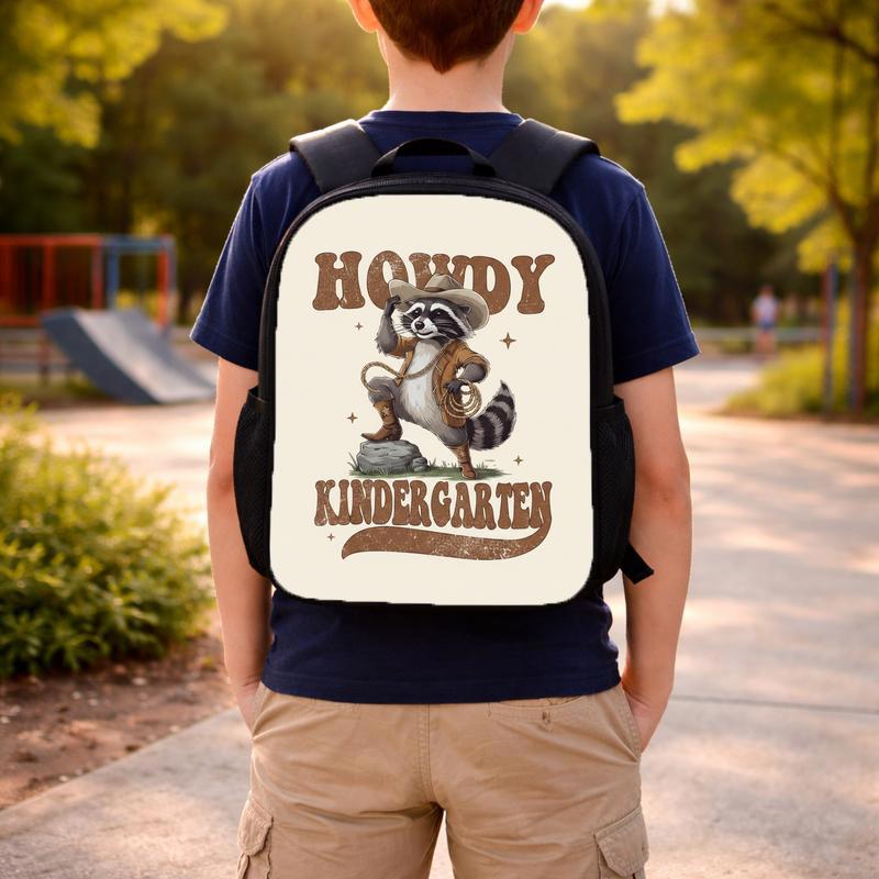 Cowboy Raccoon Backpack Kids - Howdy Kindergarten Back To School Custom Backpack Cowboy Raccoon Backpack Kids - Howdy Kindergarten Back To School Custom Backpack