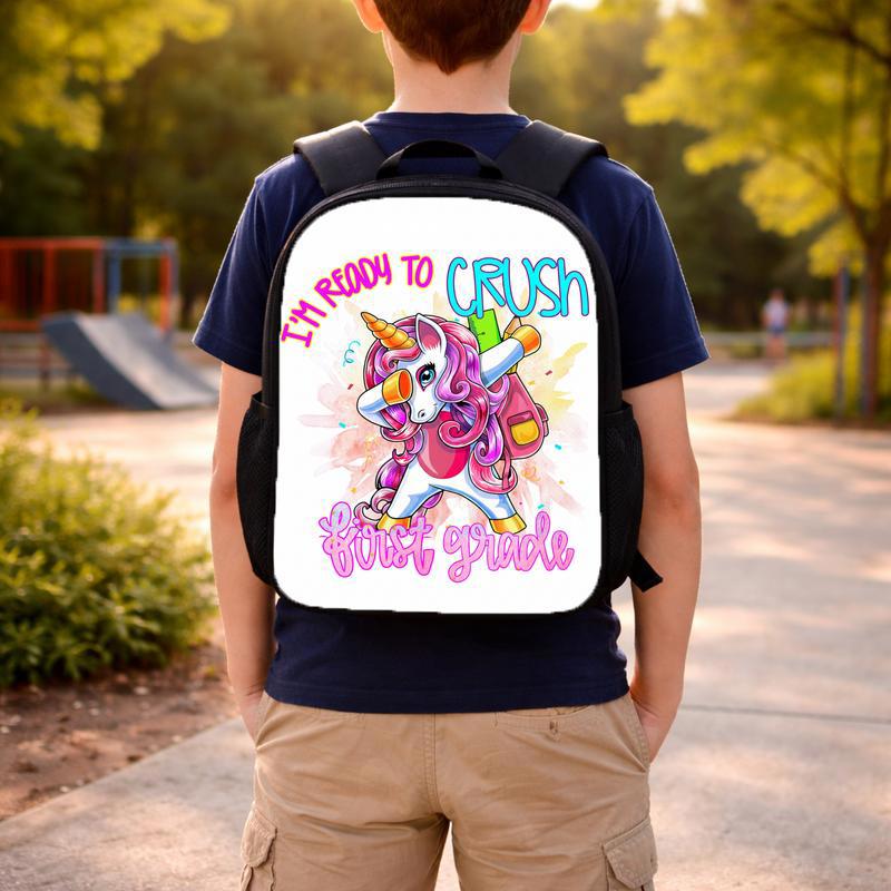 Crush First Grade Backpack - Fun Unicorn Kids School Gear Custom Backpack