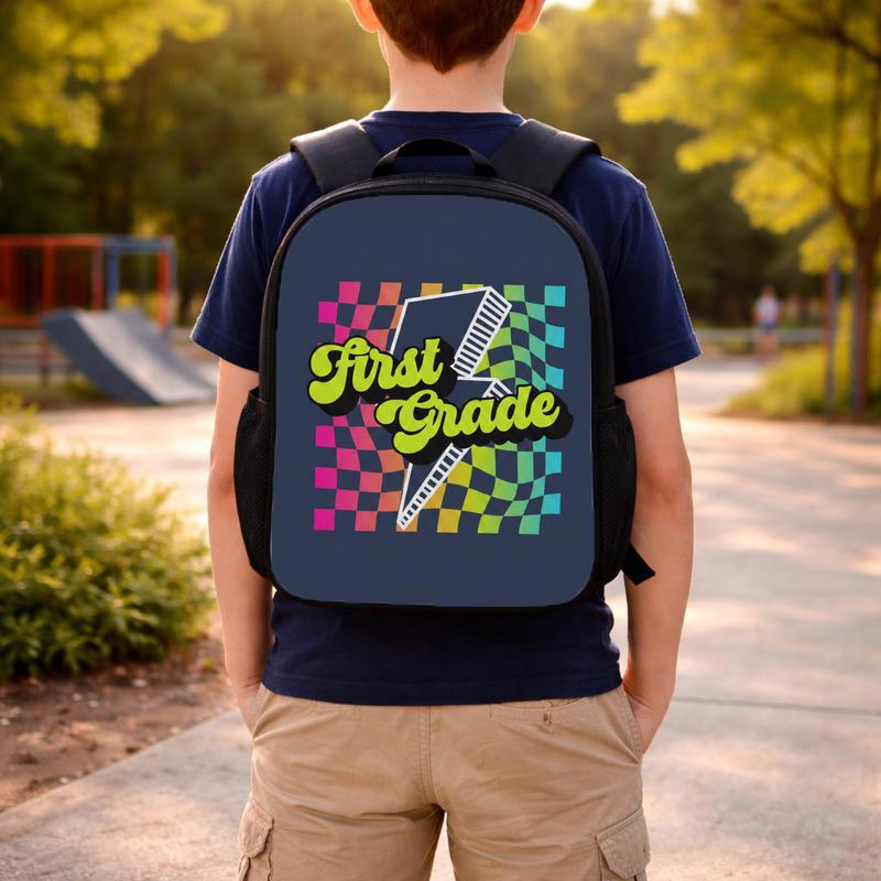 Custom Grade Retro Rainbow Checkerboard - Trendy School Backpack Custom Backpack Custom Grade Retro Rainbow Checkerboard - Trendy School Backpack Custom Backpack
