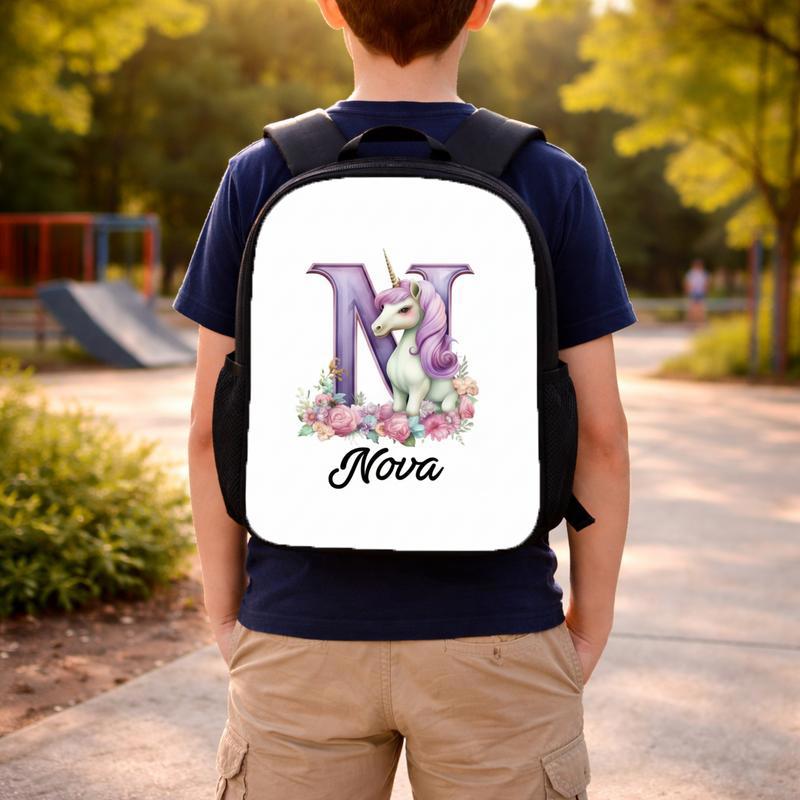 Custom Initial Unicorn Backpack With Name Kids School Bag Custom Backpack Custom Initial Unicorn Backpack With Name Kids School Bag Custom Backpack
