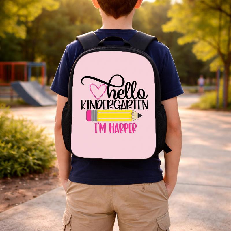 Custom Kids Backpack - First Day Kindergarten With Name Custom Backpack Custom Kids Backpack - First Day Kindergarten With Name Custom Backpack