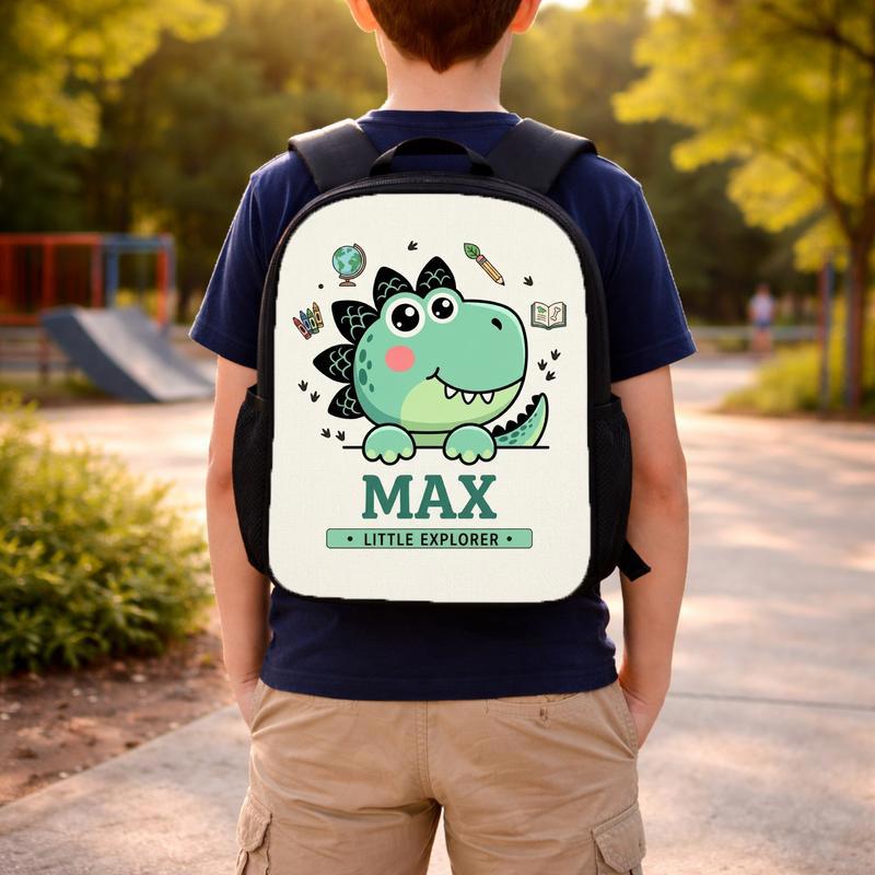 Custom Little Explorer Dino Backpack - School Adventure Kids Custom Backpack