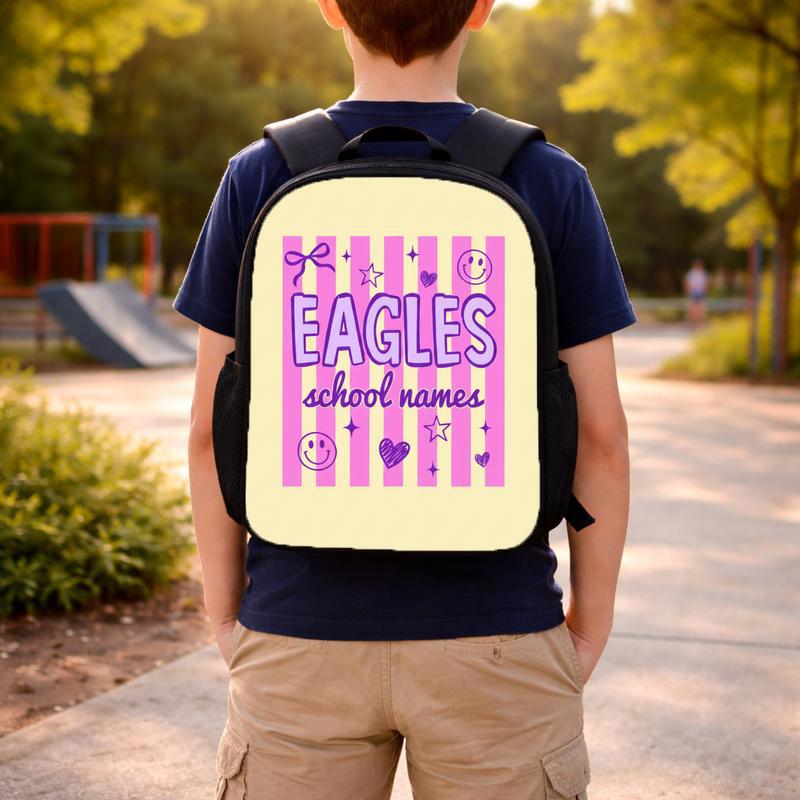 Custom Mascot Striped Backpack - Middle School Spirit Trendy Look Custom Backpack