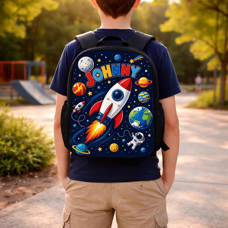 Custom Name Backpack Kids - Rocket Back To School Custom Backpack