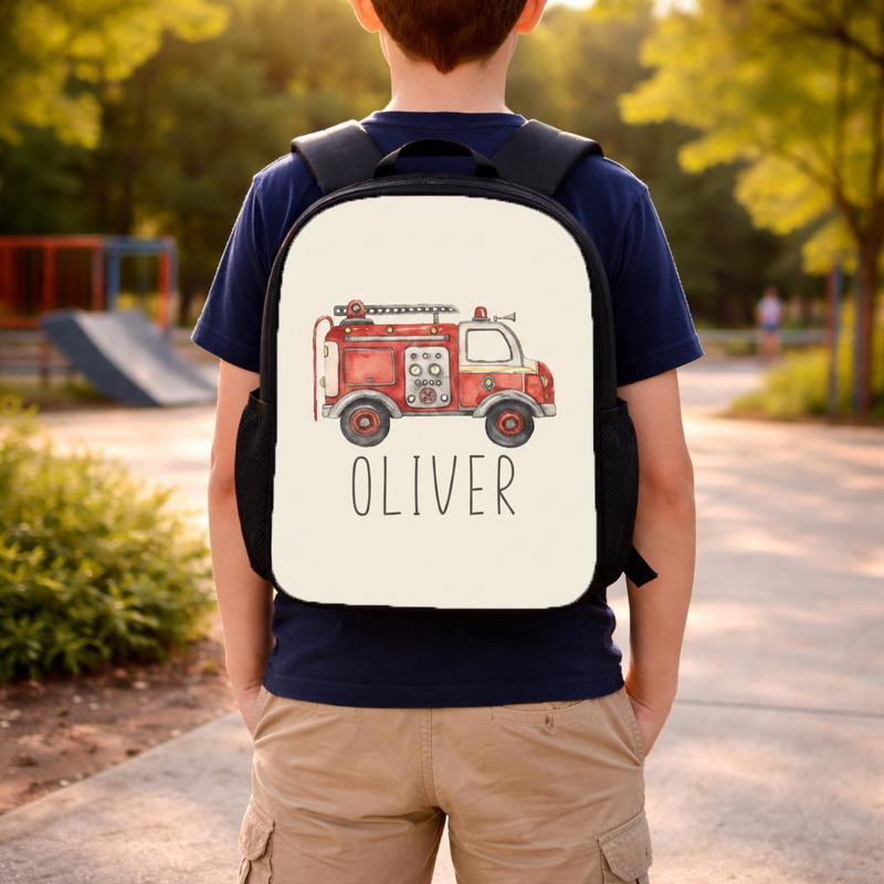Custom Name Fire Truck Backpack - Kids Back To School Gift Custom Backpack Custom Name Fire Truck Backpack - Kids Back To School Gift Custom Backpack