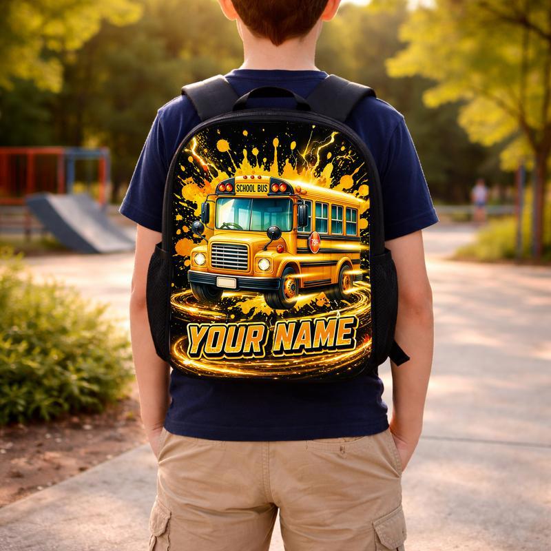 Custom Name School Bus Backpack - Bright Back To School Kids Custom Backpack Custom Name School Bus Backpack - Bright Back To School Kids Custom Backpack