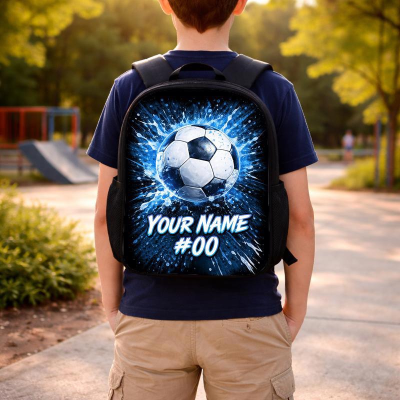 Custom Name Soccer Backpack - Blue Splash With Number Design Custom Backpack Custom Name Soccer Backpack - Blue Splash With Number Design Custom Backpack