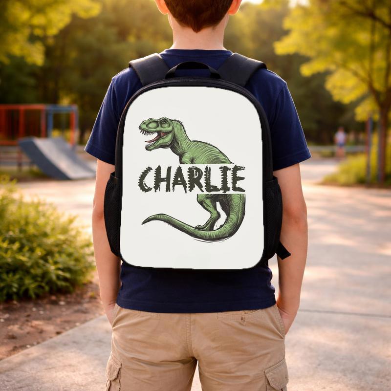 Custom Name T-Rex Backpack - Cool Boys Back To School Custom Backpack