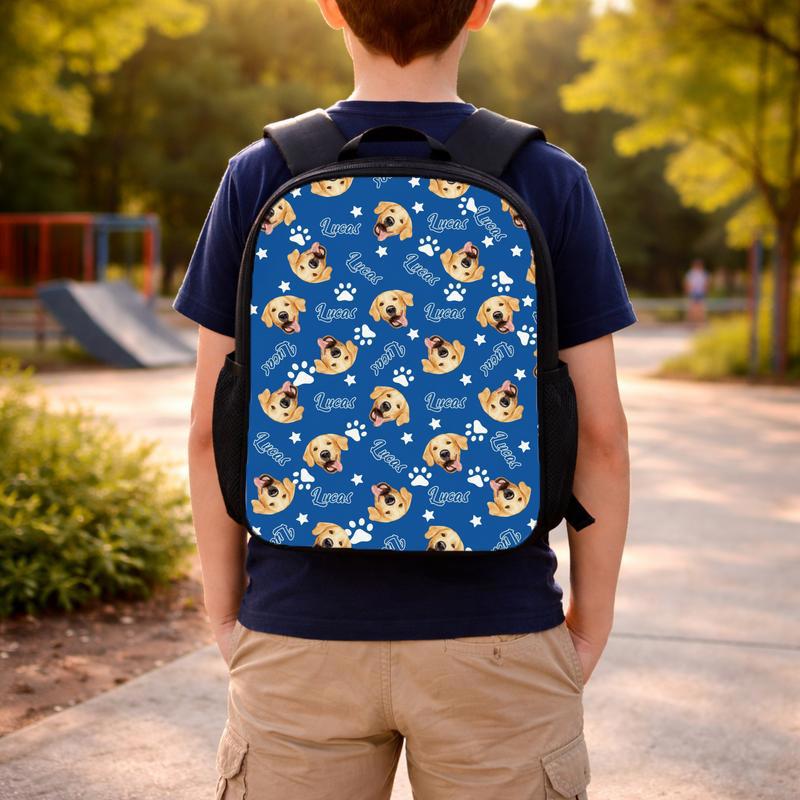 Custom Pet Photo Backpack_ Personalized Dog_Cat Face Gift Set, Back To School Gift Custom Backpack