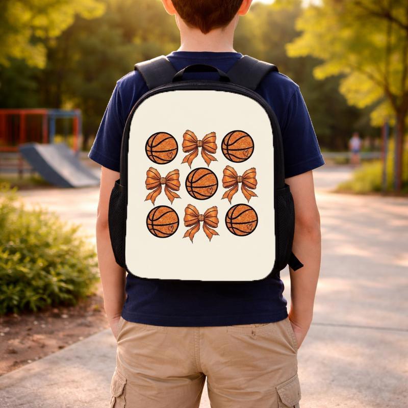 Cute Basketball Pattern Backpack - Back To School Bow Design Custom Backpack Cute Basketball Pattern Backpack - Back To School Bow Design Custom Backpack