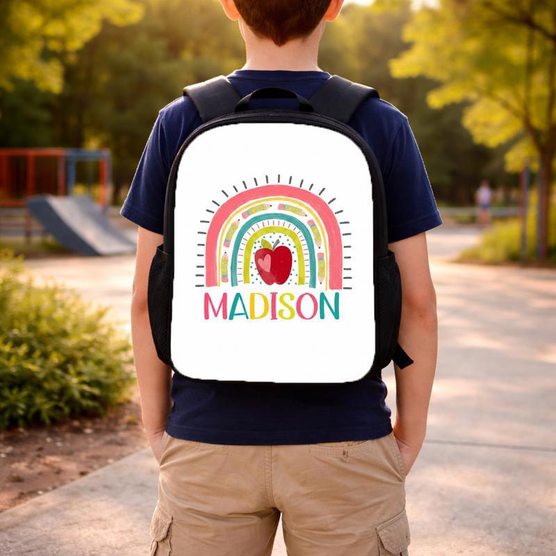 Cute Kindergarten Backpack - Colorful Rainbow Custom Name Design Custom Backpack