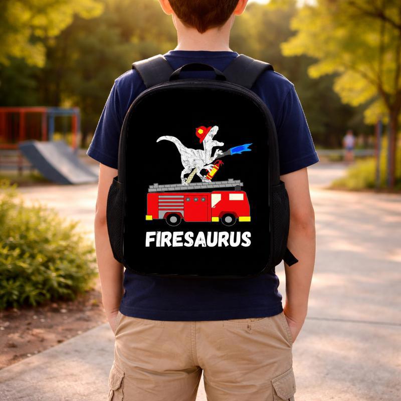 Dinosaur Fire Truck Backpack - Firesaurus Kids Back To School Custom Backpack Dinosaur Fire Truck Backpack - Firesaurus Kids Back To School Custom Backpack