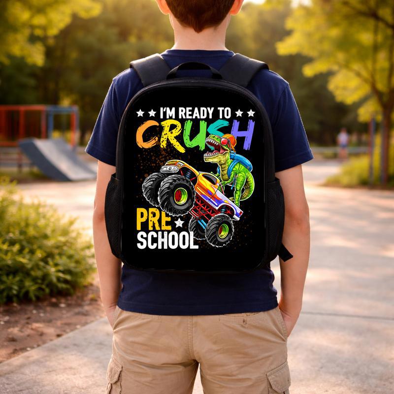 Dinosaur Monster Truck Backpack For Kids - Back To School Fun Custom Backpack Dinosaur Monster Truck Backpack For Kids - Back To School Fun Custom Backpack