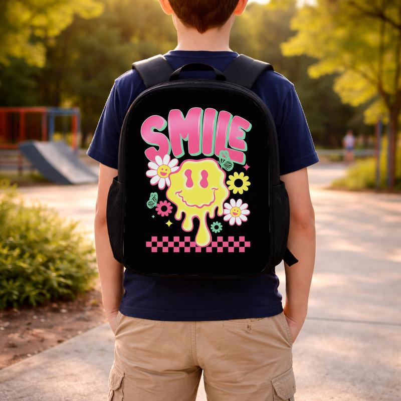 Drippy Smiley Backpack - Retro Back To School Kids Custom Backpack Drippy Smiley Backpack - Retro Back To School Kids Custom Backpack
