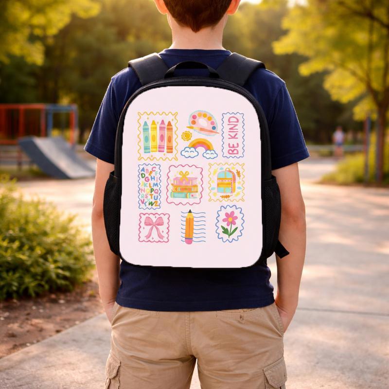 Elementary School Backpack - Colorful School Supplies Art Custom Backpack Elementary School Backpack - Colorful School Supplies Art Custom Backpack