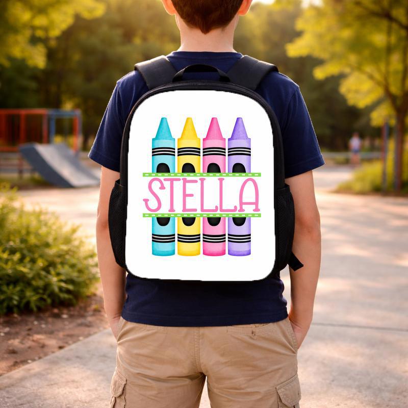 Elementary School Backpack - Custom Name Crayon Style Custom Backpack Elementary School Backpack - Custom Name Crayon Style Custom Backpack