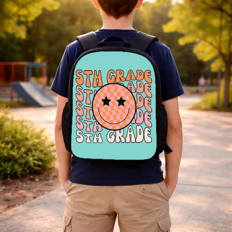 Elementary School Custom Grade Backpack - Retro Happy Face Style Custom Backpack