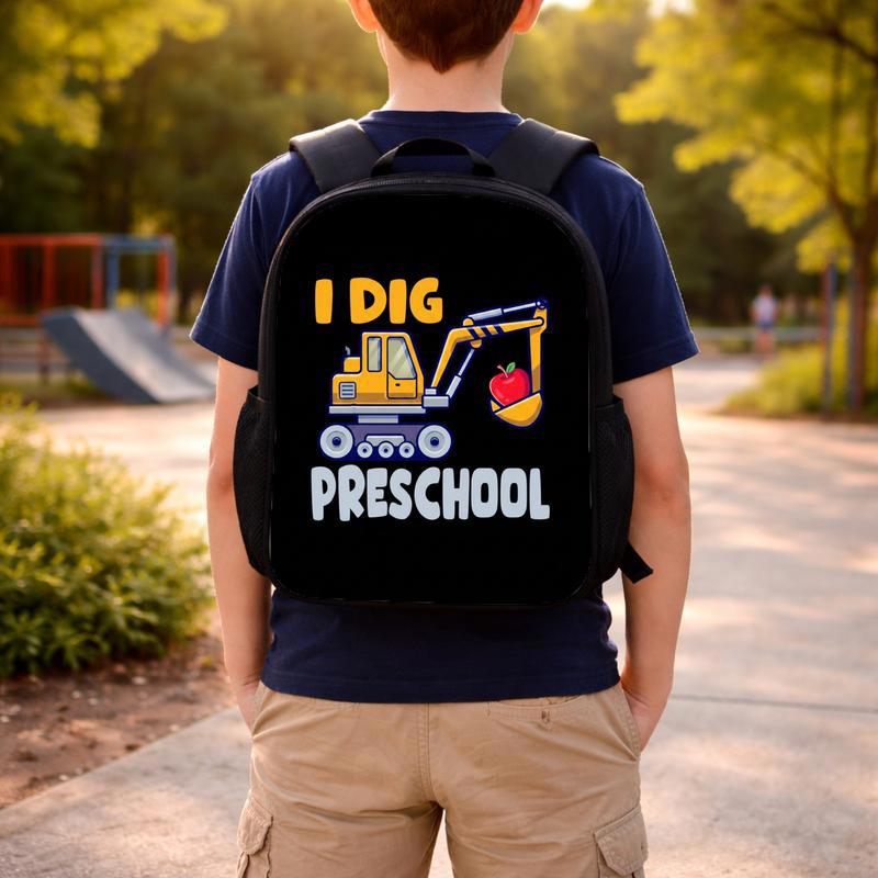 Excavator Kids Backpack - I Dig Preschool Back To School Custom Backpack Excavator Kids Backpack - I Dig Preschool Back To School Custom Backpack