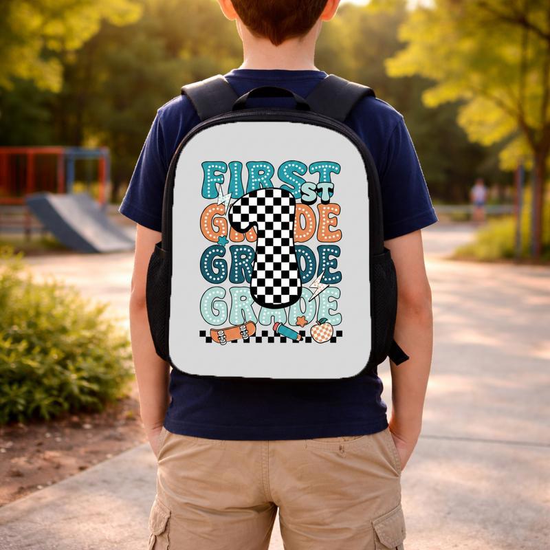 First Grade Backpack - Elementary School Checker Sport Style Custom Backpack