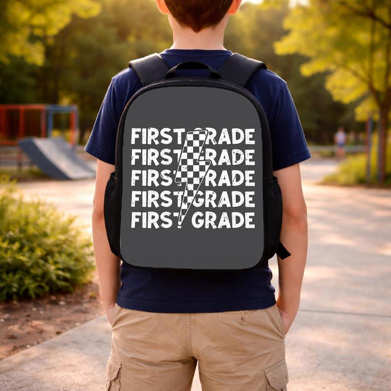 First Grade Lightning Checkerboard - Cool Kids School Backpack Custom Backpack First Grade Lightning Checkerboard - Cool Kids School Backpack Custom Backpack