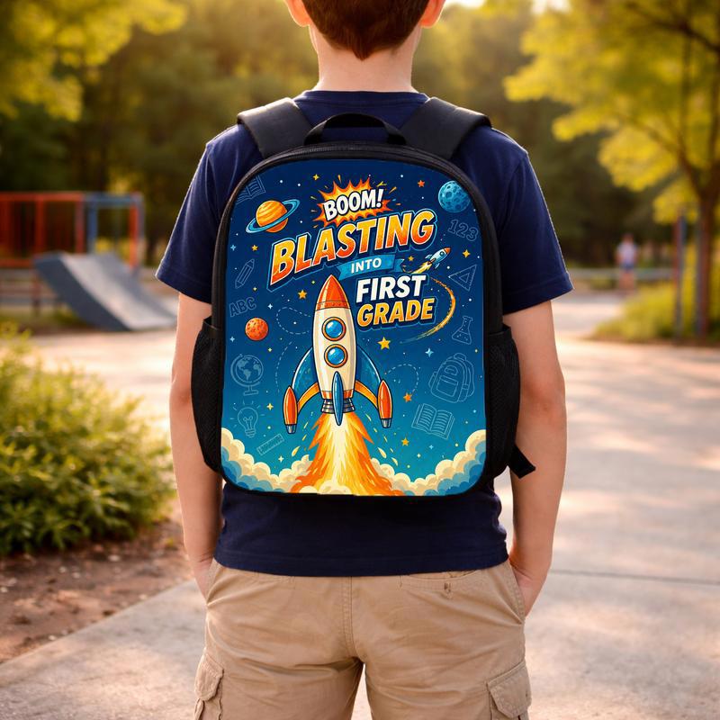 First Grade Rocket Backpack Kids - Blasting Into First Grade Custom Backpack