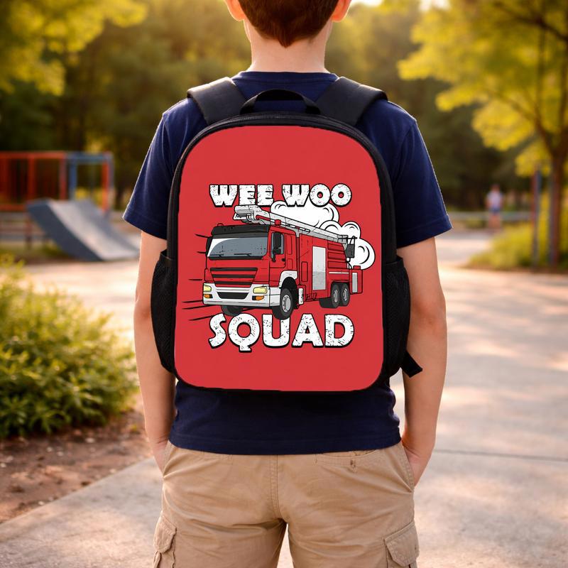 Fun Fire Truck School Backpack For Kids - Wee Woo Squad Custom Backpack