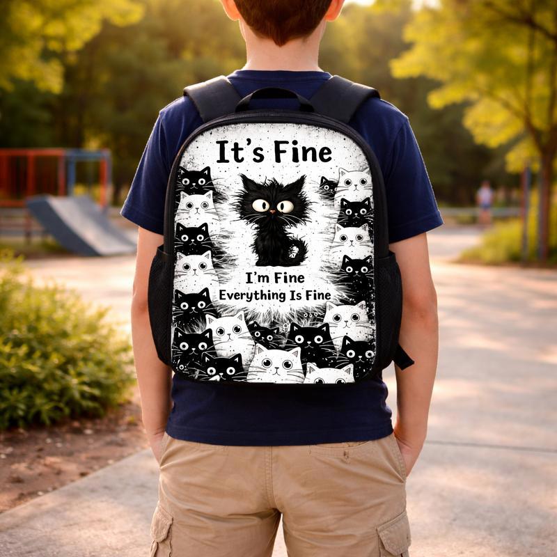 Funny Black Cat School Backpack For Girls Boys Custom Backpack Funny Black Cat School Backpack For Girls Boys Custom Backpack