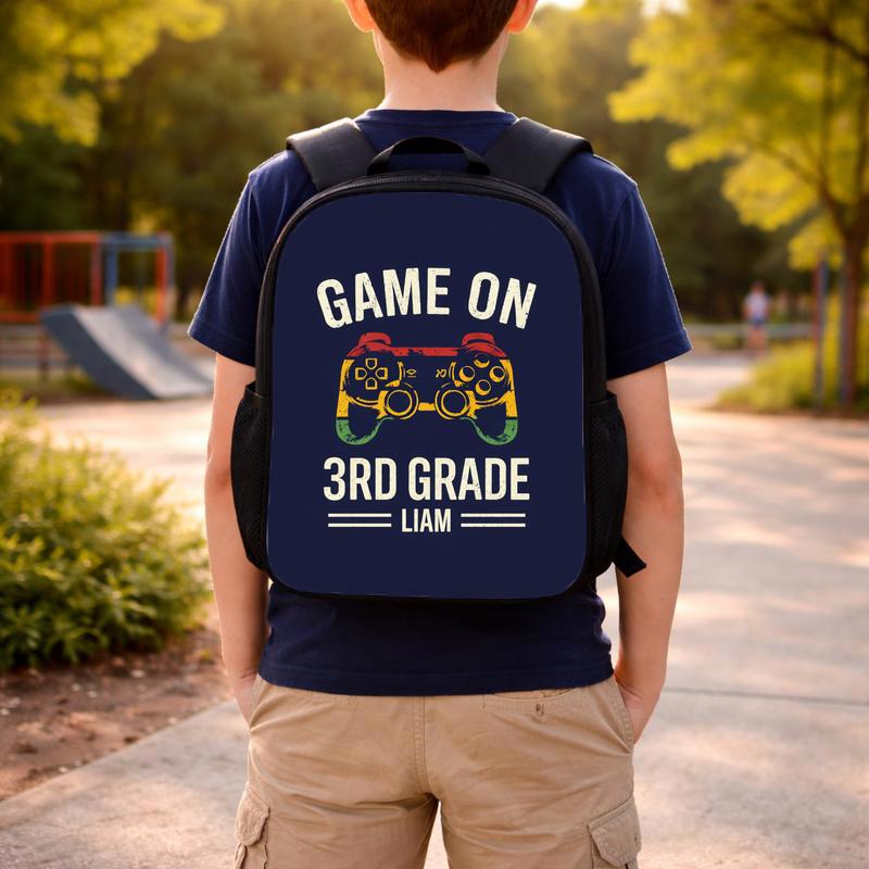 Game On 3rd Grade Backpack - Vintage Personalized Gamer Kids Custom Backpack Game On 3rd Grade Backpack - Vintage Personalized Gamer Kids Custom Backpack