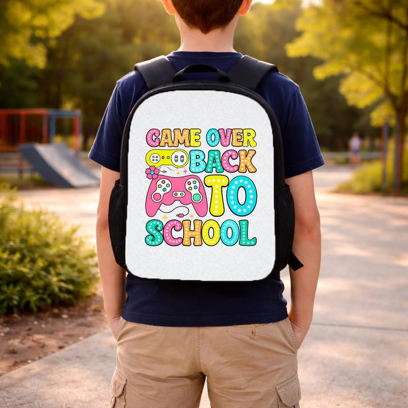 Game Over Back To School Backpack - Cute Gamer Kids Style Custom Backpack Game Over Back To School Backpack - Cute Gamer Kids Style Custom Backpack