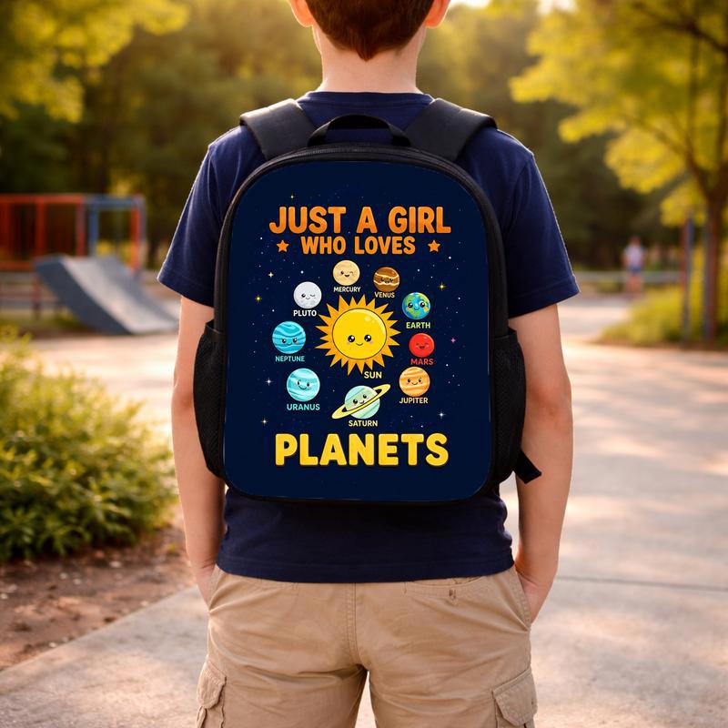 Girls Backpack Space - Just A Girl Who Loves Planets Custom Backpack Girls Backpack Space - Just A Girl Who Loves Planets Custom Backpack