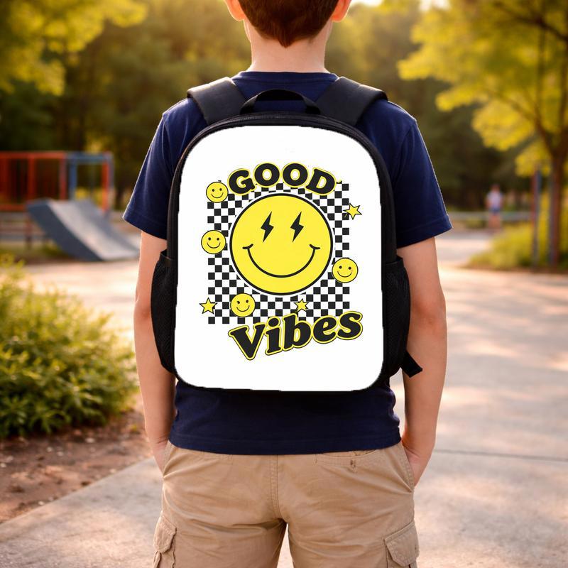 Good Vibes Smiley Backpack - Retro Back To School Kids Custom Backpack