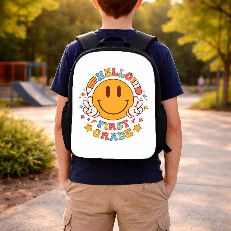 Hello First Grade Smiley Backpack - Back To School Kids Custom Backpack Hello First Grade Smiley Backpack - Back To School Kids Custom Backpack