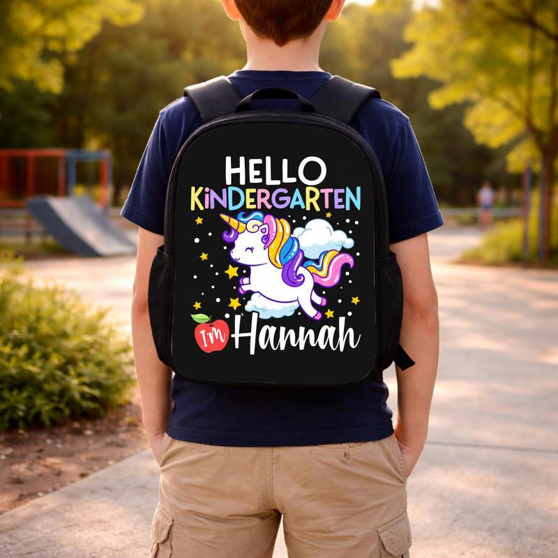 Hello Kindergarten Unicorn Backpack - Cute Kids School Bag Custom Backpack Hello Kindergarten Unicorn Backpack - Cute Kids School Bag Custom Backpack