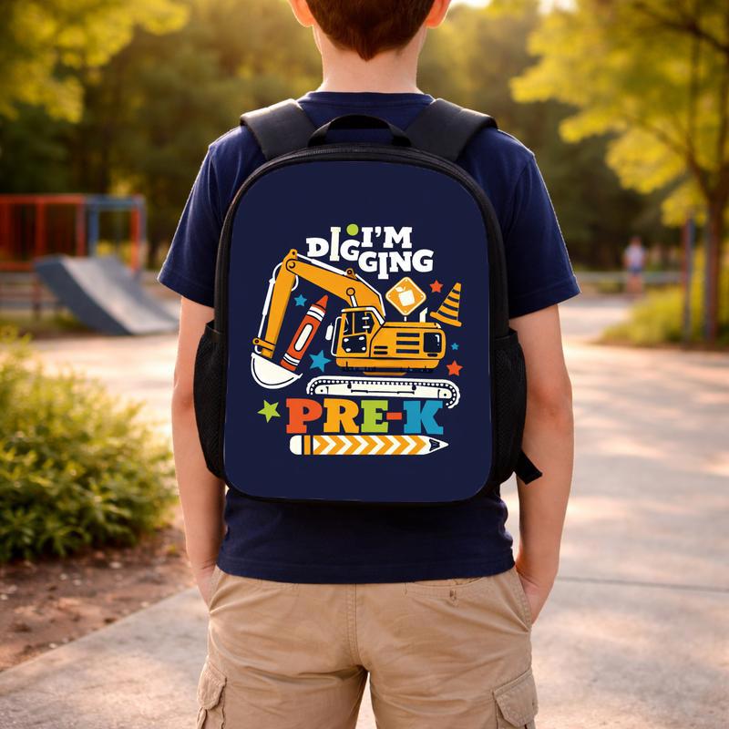 I'm Digging Pre-K Backpack For Boys - Construction Theme Custom Backpack