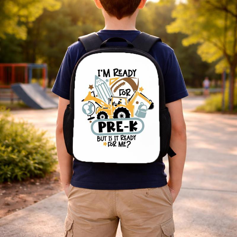 I'm Ready For Pre-K Backpack For Kids - Funny Construction Theme Custom Backpack I'm Ready For Pre-K Backpack For Kids - Funny Construction Theme Custom Backpack