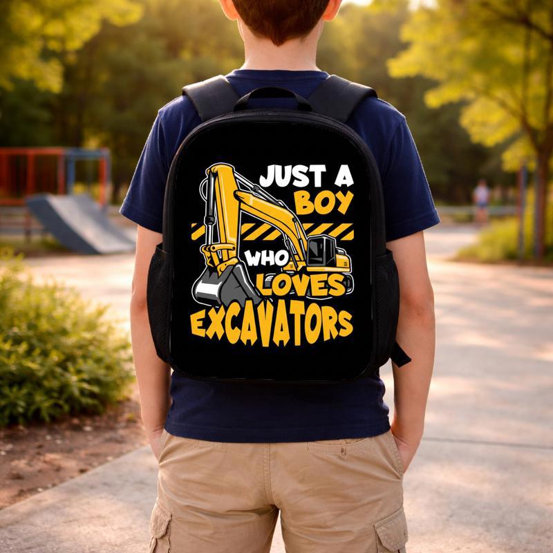 Just a Boy Who Loves Excavators - School Backpack For Kids Custom Backpack Just a Boy Who Loves Excavators - School Backpack For Kids Custom Backpack