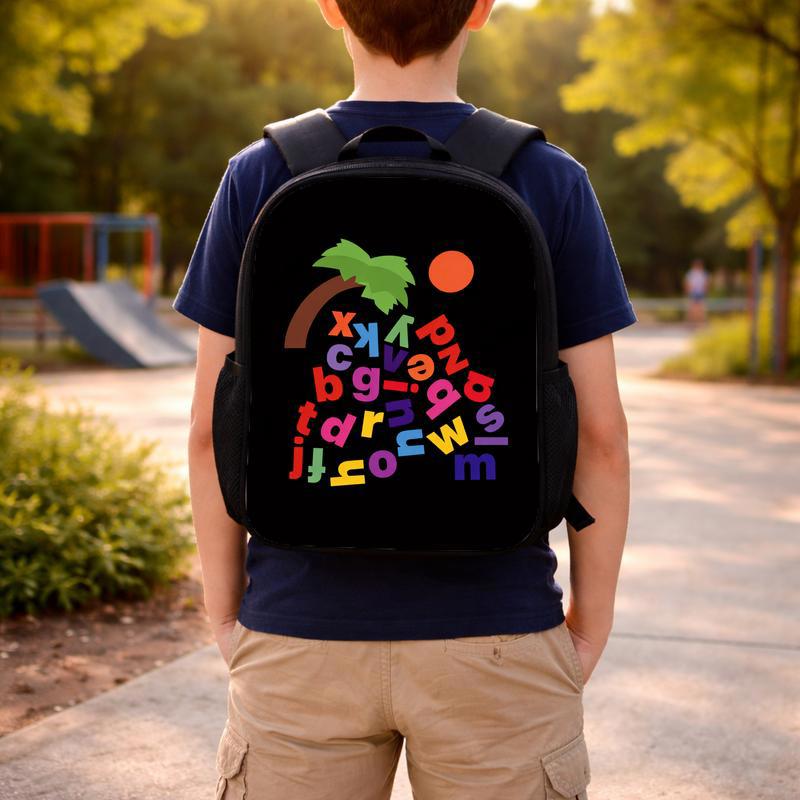 Kids Backpack - Colorful Alphabet Letters Fun School Design Custom Backpack