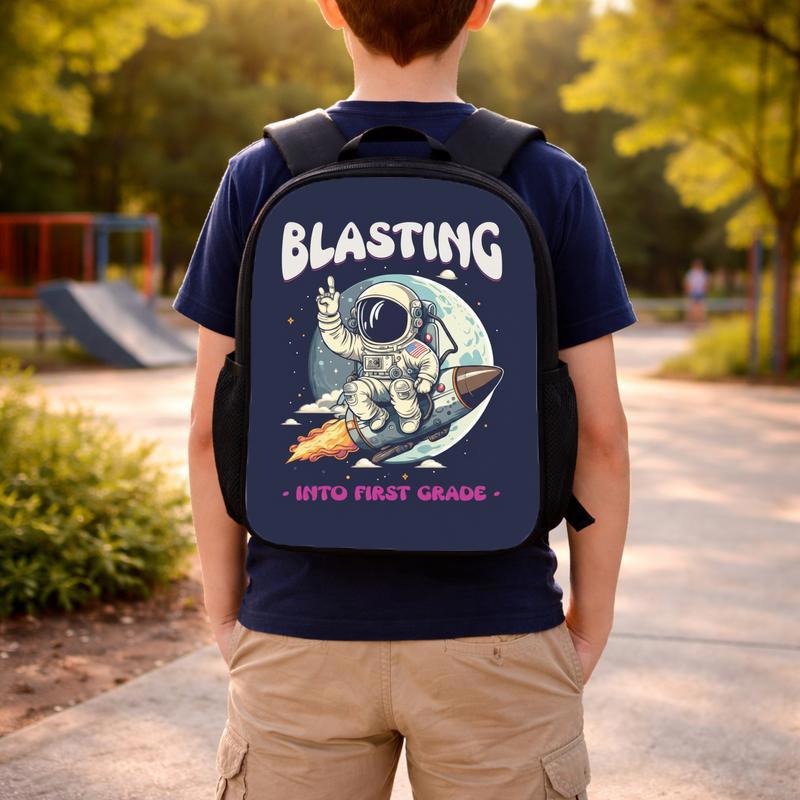 Kids Backpack First Grade - Blasting Into Space Astronaut Custom Backpack