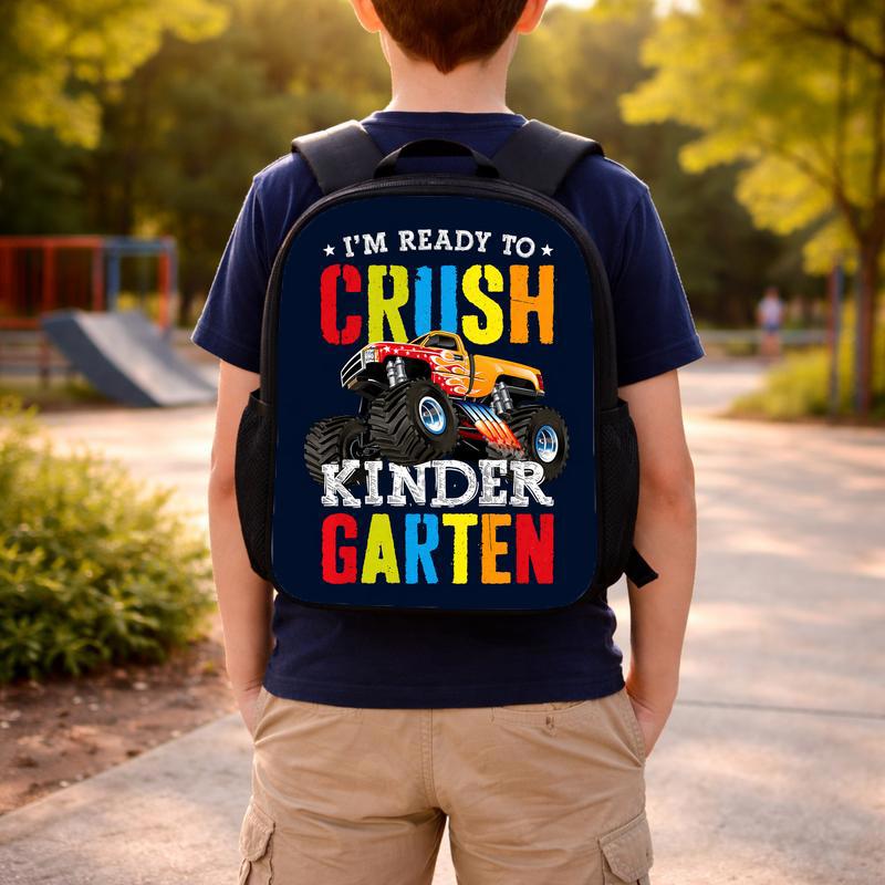 Kids Backpack Ready To Crush Kindergarten - Monster Truck Custom Backpack Kids Backpack Ready To Crush Kindergarten - Monster Truck Custom Backpack