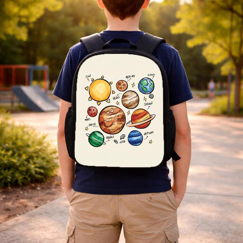 Kids Backpack Solar System - Cute Planets Learning Design Custom Backpack