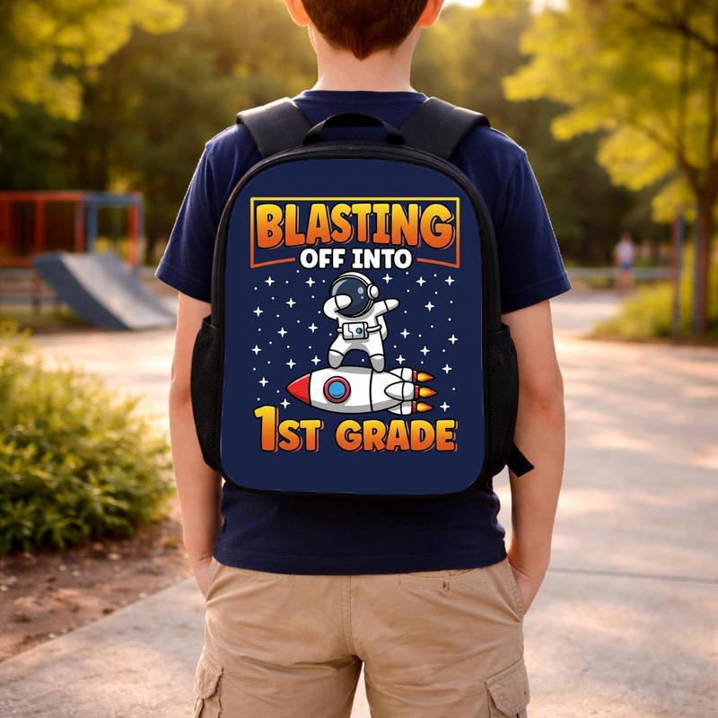 Kids Backpack 1st Grade - Blasting Off Astronaut Space Custom Backpack Kids Backpack 1st Grade - Blasting Off Astronaut Space Custom Backpack