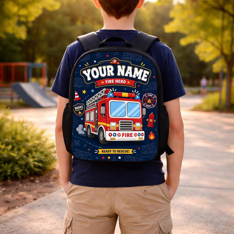 Kids Fire Truck Backpack Custom Name - Fire Hero Back To School Custom Backpack Kids Fire Truck Backpack Custom Name - Fire Hero Back To School Custom Backpack