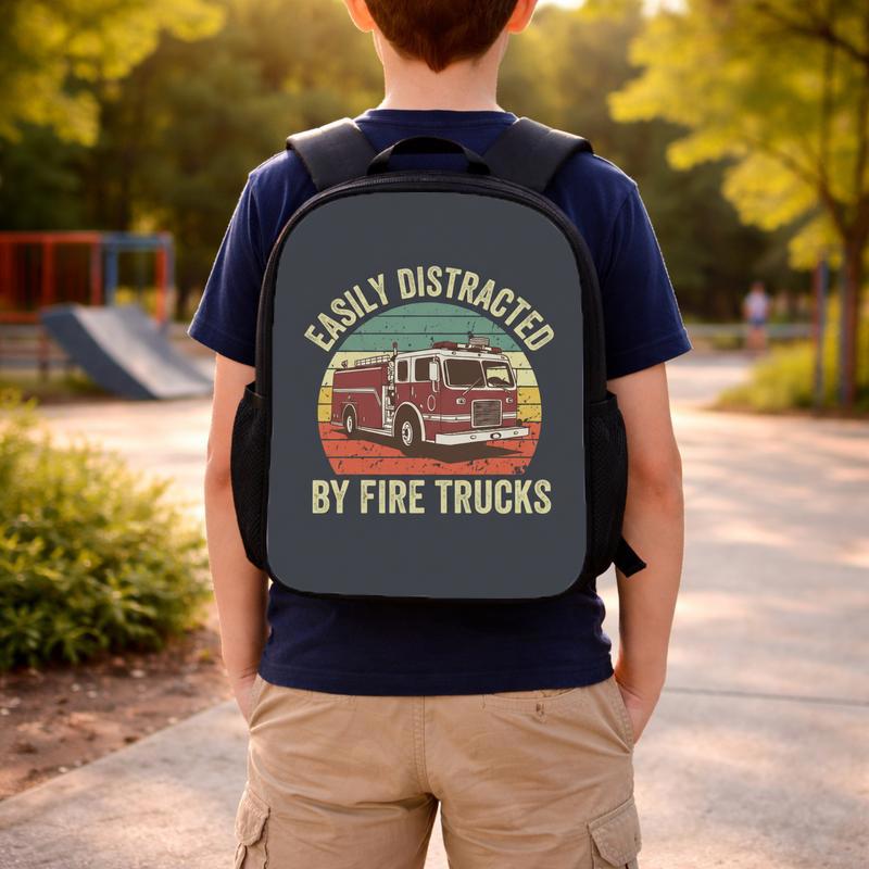Kids Fire Truck Backpack - Funny Firefighter Back To School Custom Backpack Kids Fire Truck Backpack - Funny Firefighter Back To School Custom Backpack