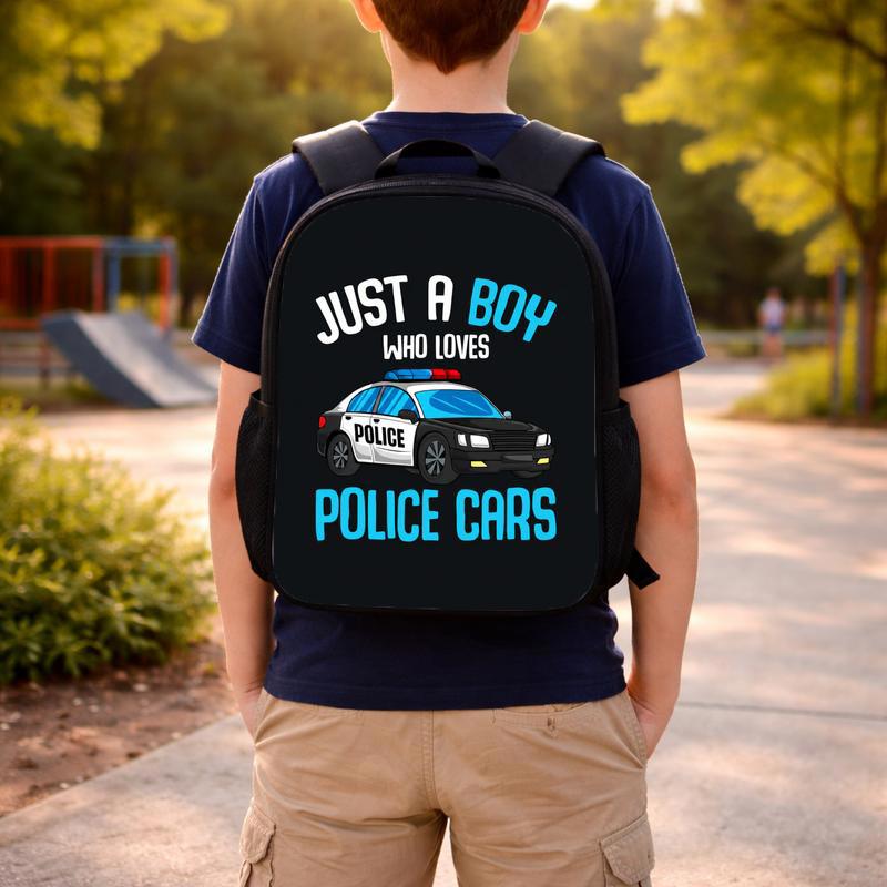 Kids Police Backpack - Boy Loves Cars Back To School Custom Backpack Kids Police Backpack - Boy Loves Cars Back To School Custom Backpack