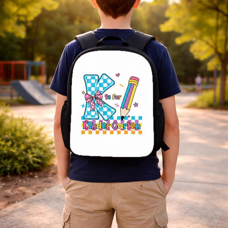 Kindergarten Girl K Letter Checkerboard Backpack - Sweet Back To School Design Custom Backpack Kindergarten Girl K Letter Checkerboard Backpack - Sweet Back To School Design Custom Backpack