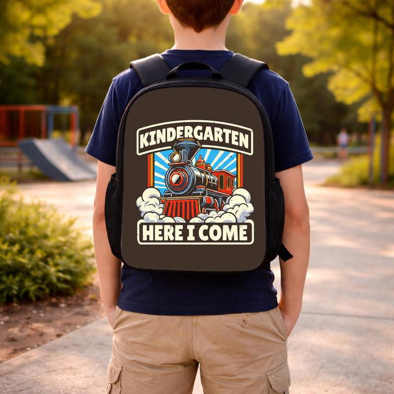 Kindergarten Train Backpack - Here I Come School Kids Bag Custom Backpack